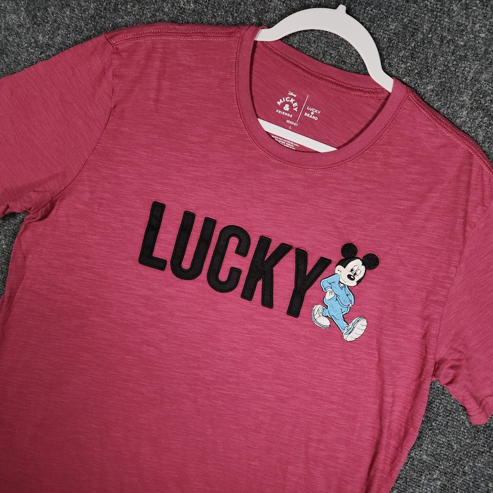 Lucky Brand T-shirt Mens Large Red Good Disney Mickey Mouse 4DSN9A3099